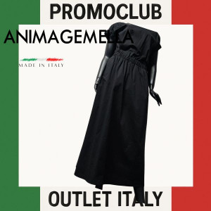 Дълга рокля Anima Gemella,черна, 98% памук 2% еластан, размер S , Италия